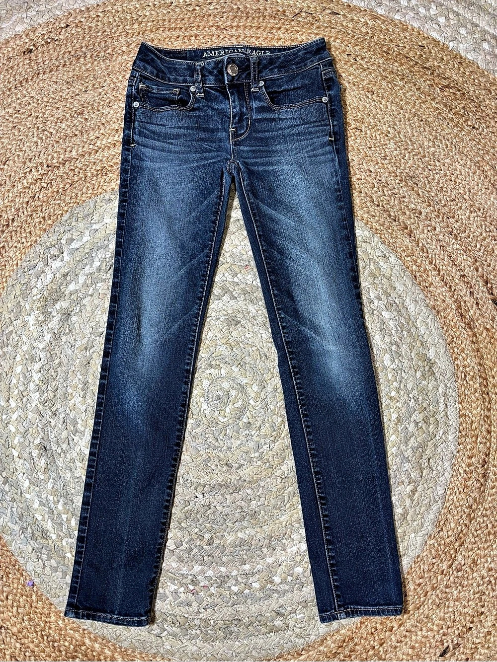 American Eagle Skinny Jeans Womens 00 Short Dark Wash Blue Denim Casual